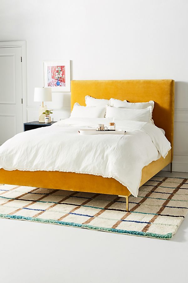 Slide View: 1: Linen Salvage et Cie Velvet Ruffle Duvet Cover