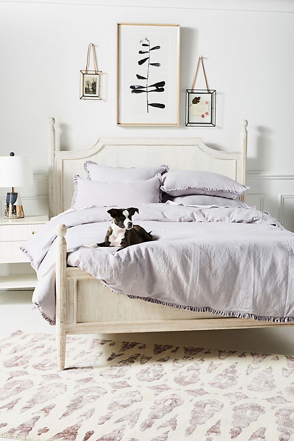 Slide View: 1: Linen Salvage et Cie Velvet Ruffle Duvet Cover