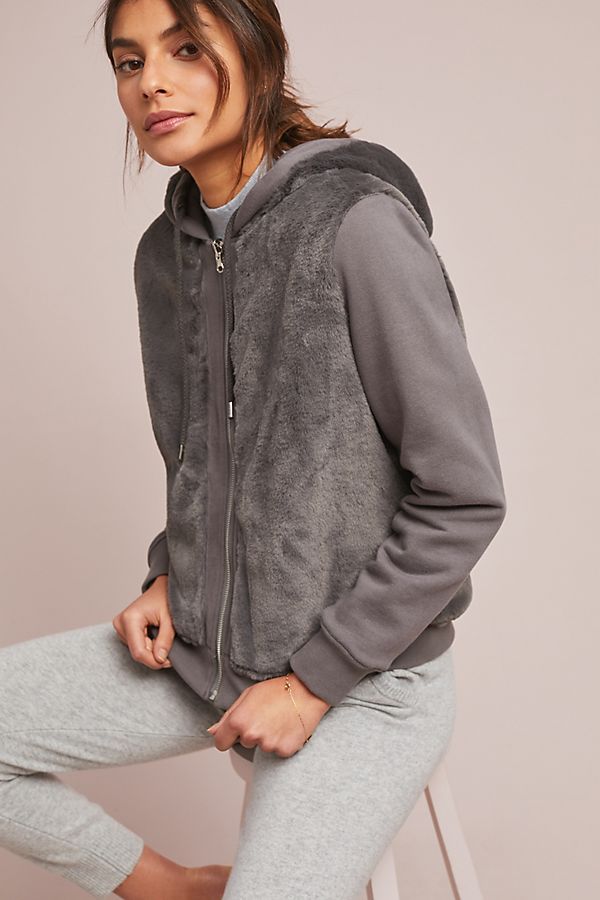 Slide View: 1: Kary Reversible Faux Fur Hoodie