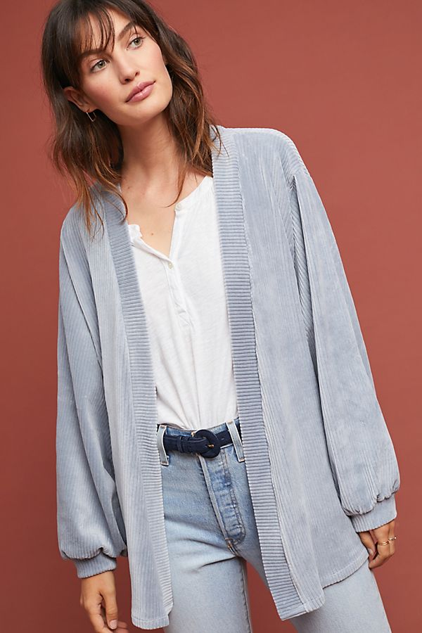 Slide View: 1: Ribbed Corduroy Cardigan