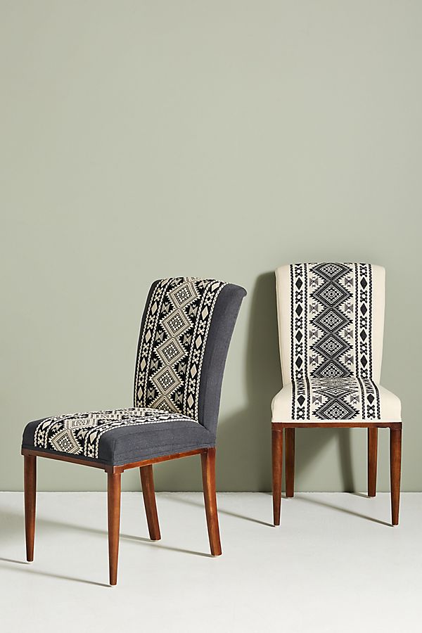 Slide View: 1: Diamond-Striped Elza Dining Chair