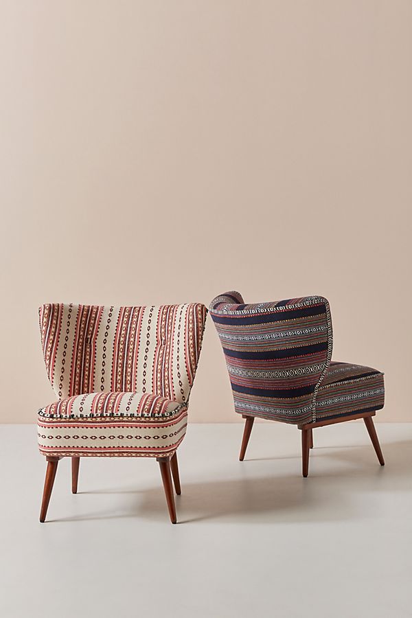 Slide View: 1: Striped Rug-Printed Accent Chair