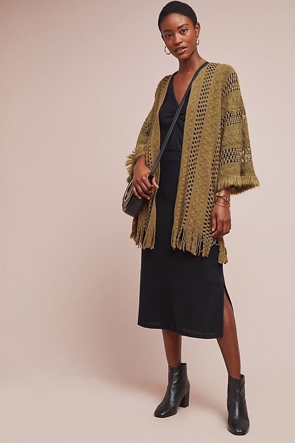 Slide View: 1: Leona Open-Weave Kimono