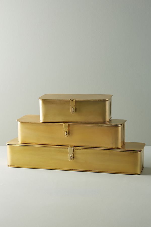 Slide View: 1: Burnished Decorative Boxes, Set of 3