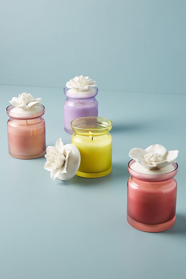 Slide View: 2: Spring's Eden Ceramic Flower Candle