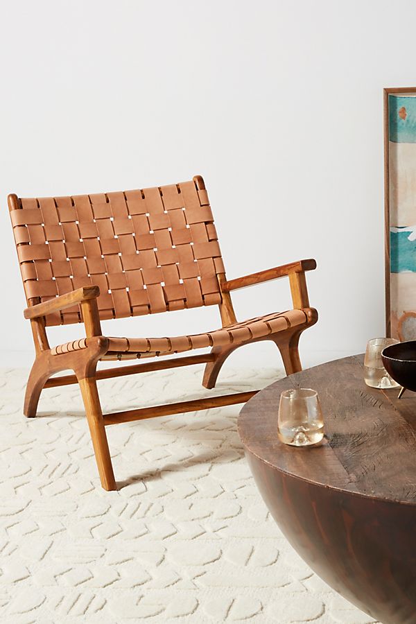 Slide View: 1: Kamara Leather-Loomed Chair