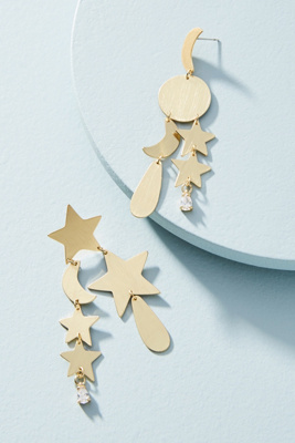 Anthropologie, Starry Night Asymmetrical Drop Earrings