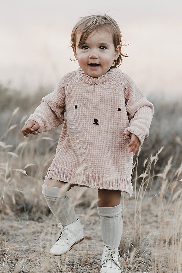 Slide View: 1: Rylee + Cru Bear Face Chenille Sweater