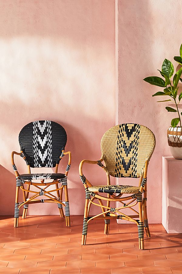 Slide View: 1: Capri Striped Indoor/Outdoor Bistro Chair