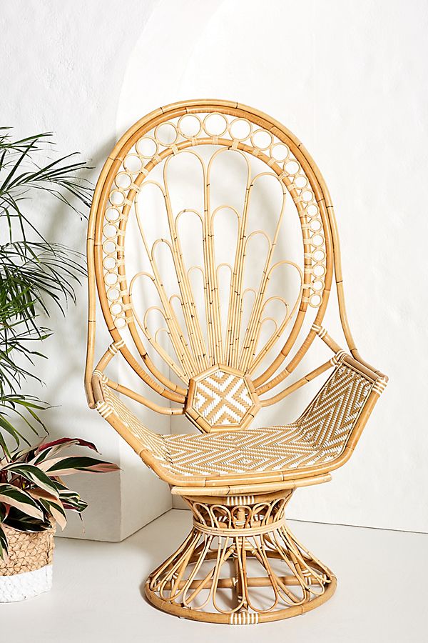 Slide View: 1: Peacock Rattan Indoor/Outdoor Chair