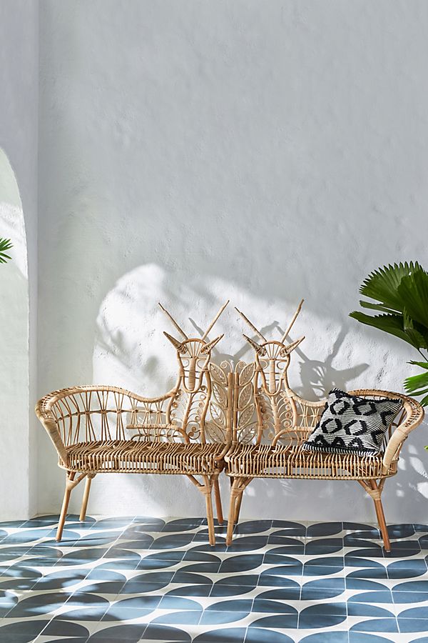Slide View: 2: Springbok Rattan Bench, Left