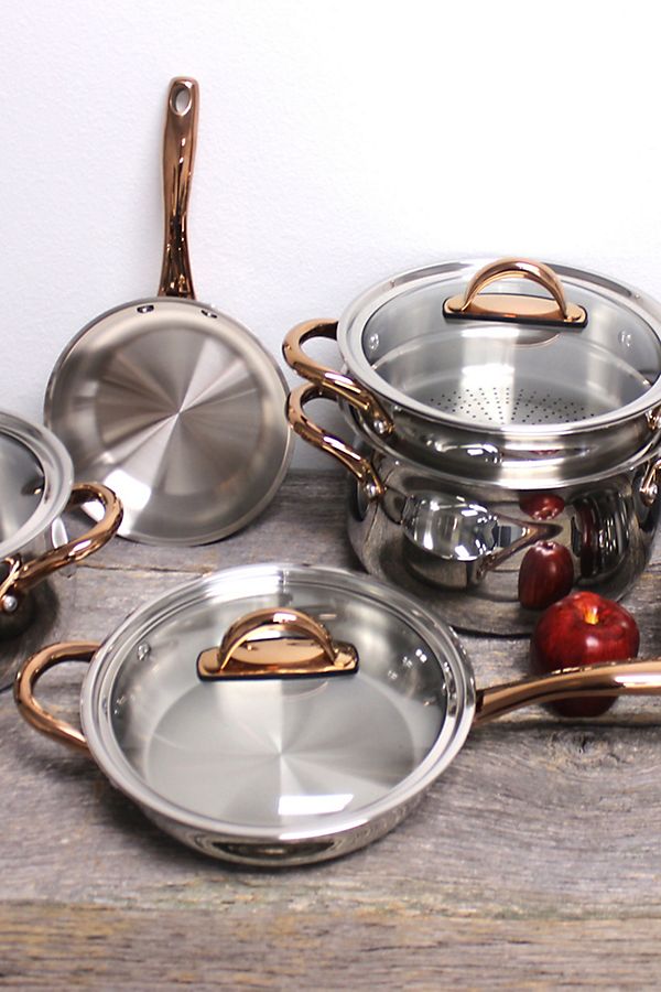 Slide View: 2: BergHOFF Ouro Gold 11-Piece 18/10 Stainless Steel Cookware Set