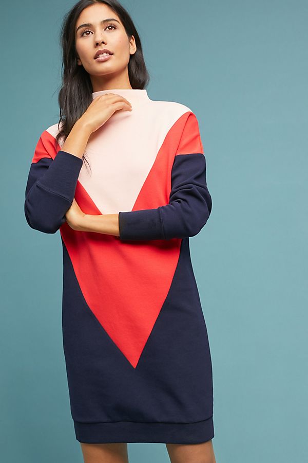 Slide View: 1: Colorblocked Chevron Dress