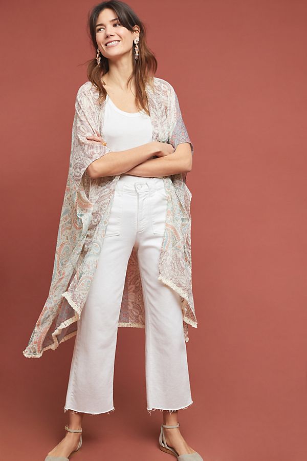 Slide View: 1: Sheer Floral Kimono