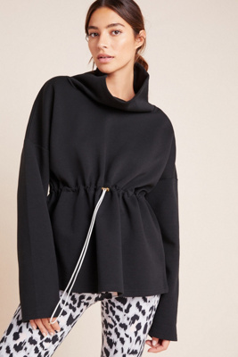 Varley Barton Drawstring-waistband Cotton-blend Jumper In Black