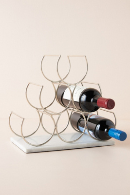 Anthropologie Marble Wine Rack By  In Silver Size M