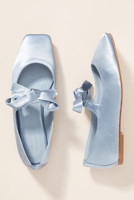 Jeffrey Campbell Bow Square-toed Flats In Blue