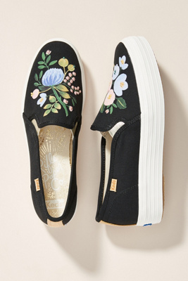 Keds X Rifle Paper Co. Botanical Slip-on Sneakers In Black | ModeSens