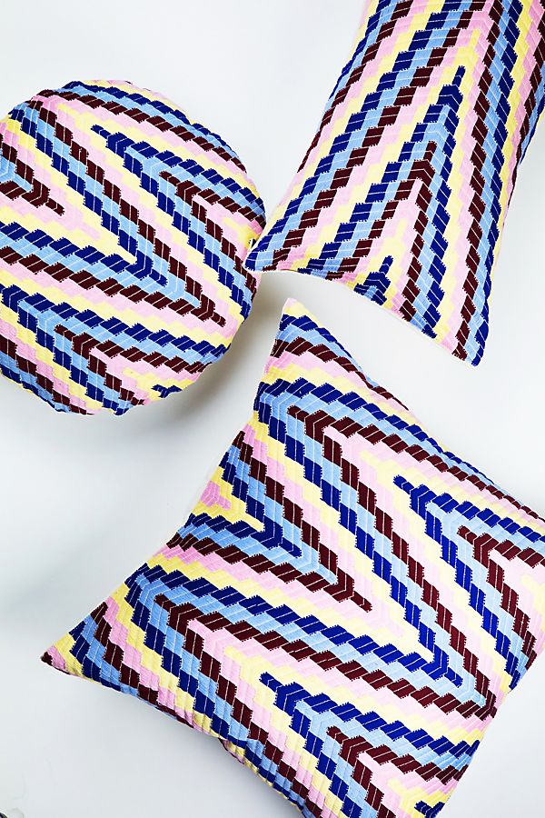 Slide View: 1: Archive New York Almolonga Royal Multi Zig Zag Pillow