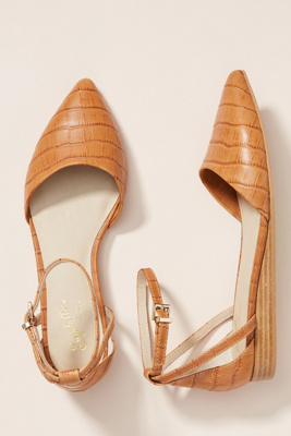 yellow flats with ankle strap