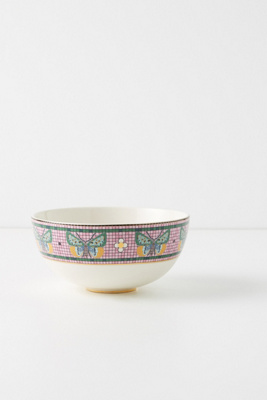 Anthropologie Garden Tile Bowl By  In Pink Size Cerealbowl In Pink