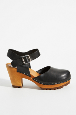 heeled clogs with strap