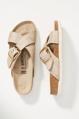 Siena big buckle online slide sandal rose gold