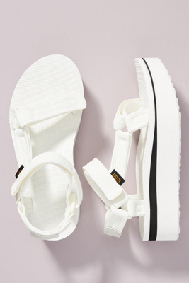 Teva Flatform Universal Mesh Print Chunky Sandals In White In White