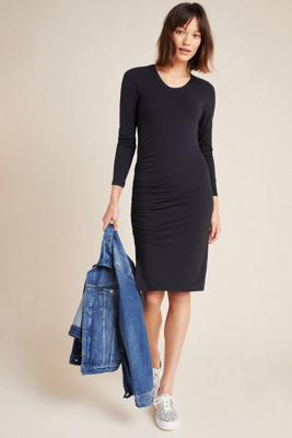 Sundry Ruched Mini Dress In Black