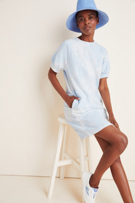 Velvet By Graham & Spencer Laila Tie-dyed Sweatshirt Dress In Blue