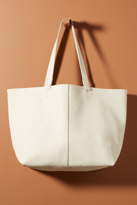 Anthropologie Willa Leather Tote Bag In White