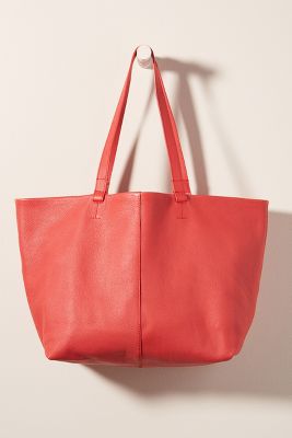 Anthropologie Willa Leather Tote Bag In Red