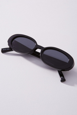 Le Specs Outta Love Oval-frame Acetate Sunglasses In Black