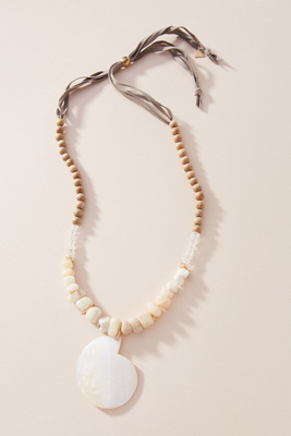 Serefina Tess Shell Pendant Necklace In Beige