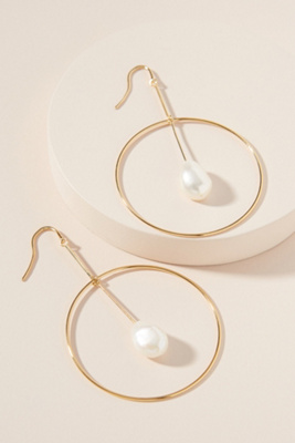 Serefina Alda Pearl Hoop Earrings In White