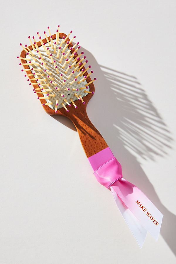 Anthropologie Mini Wooden Hair Brush In Pink
