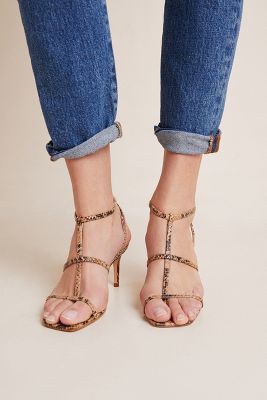 Schutz Ameena Leather T-Strap Sandals