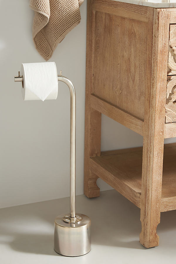 Anthropologie Launis Standing Toilet-paper Holder In Silver