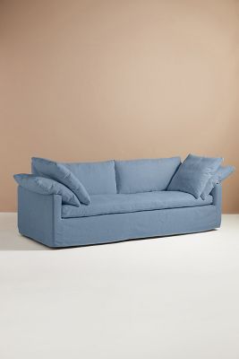 Anthropologie Upcycled Wells Sofa In Blue