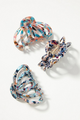 Anthropologie Aimee Claw Hair Clip Set In Blue