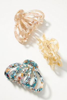 Anthropologie Aimee Claw Hair Clip Set In Blue