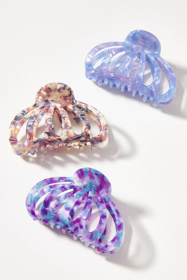 Anthropologie Aimee Claw Hair Clip Set In Purple