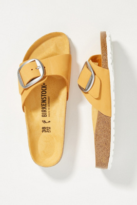 Birkenstock Madrid Big Buckle Slide Sandal In Yellow