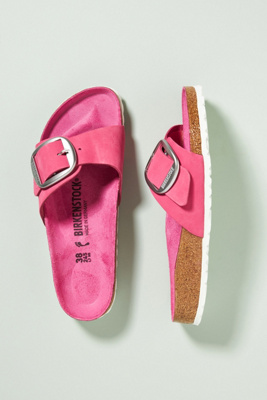 Birkenstock Madrid Big Buckle Slide Sandal In Pink