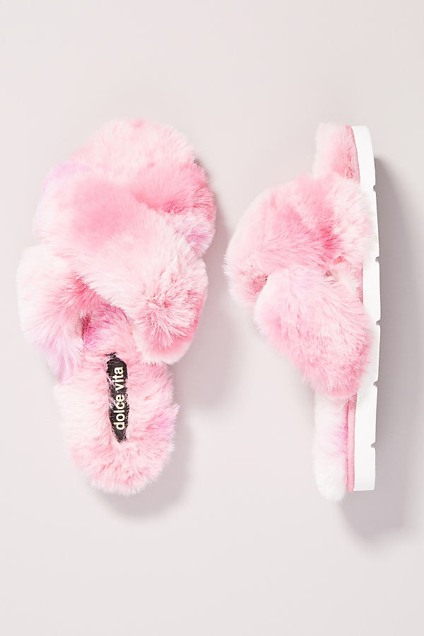 Dolce Vita Pillar Faux Fur Slippers In Pink