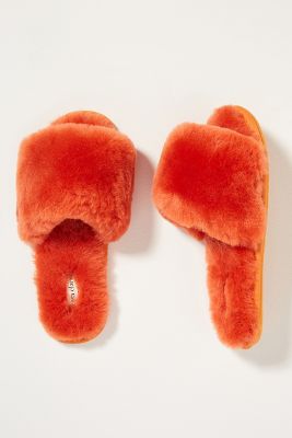 Casa Clara Frankie Shearling Slippers In Orange