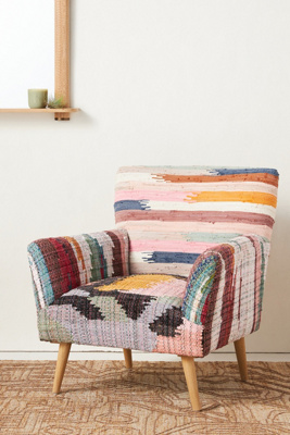 ANTHROPOLOGIE MARIJA WOVEN RAG RUG ACCENT CHAIR