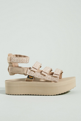 Teva Mevia Flatform Strappy Sandal In Beige