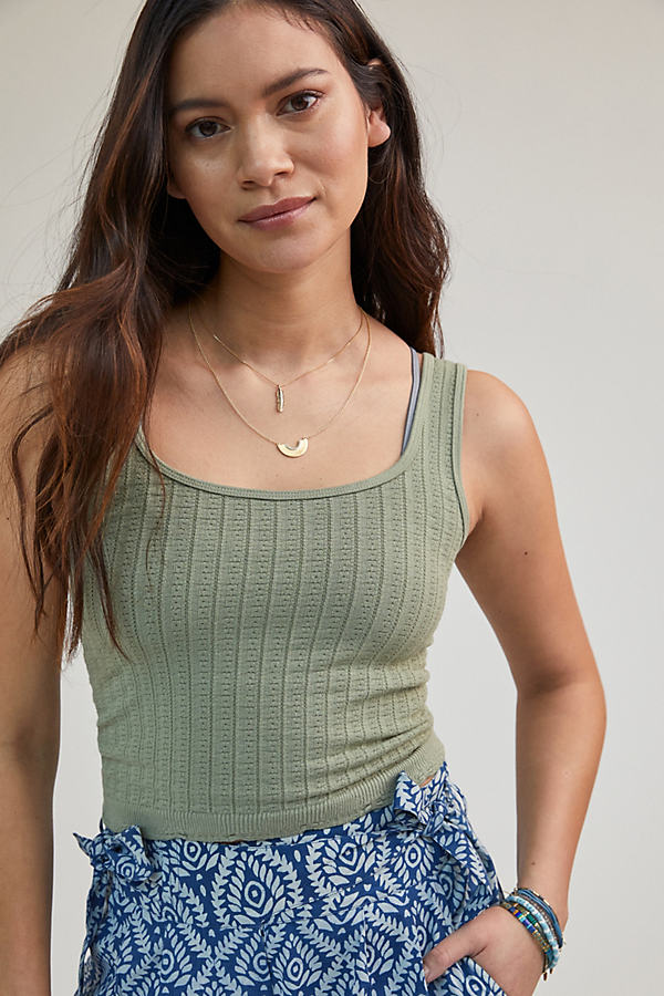 Anthropologie Hadley Cropped Tank In Green