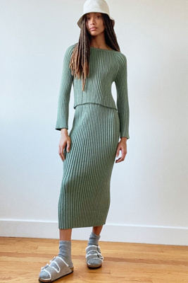 kingsley knit dress Amadi Sweater Set In Green linen